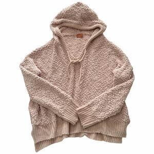 POL Popcorn Knit Hoodie Sweater Oversized Beige Chunky Knit | Size Medium